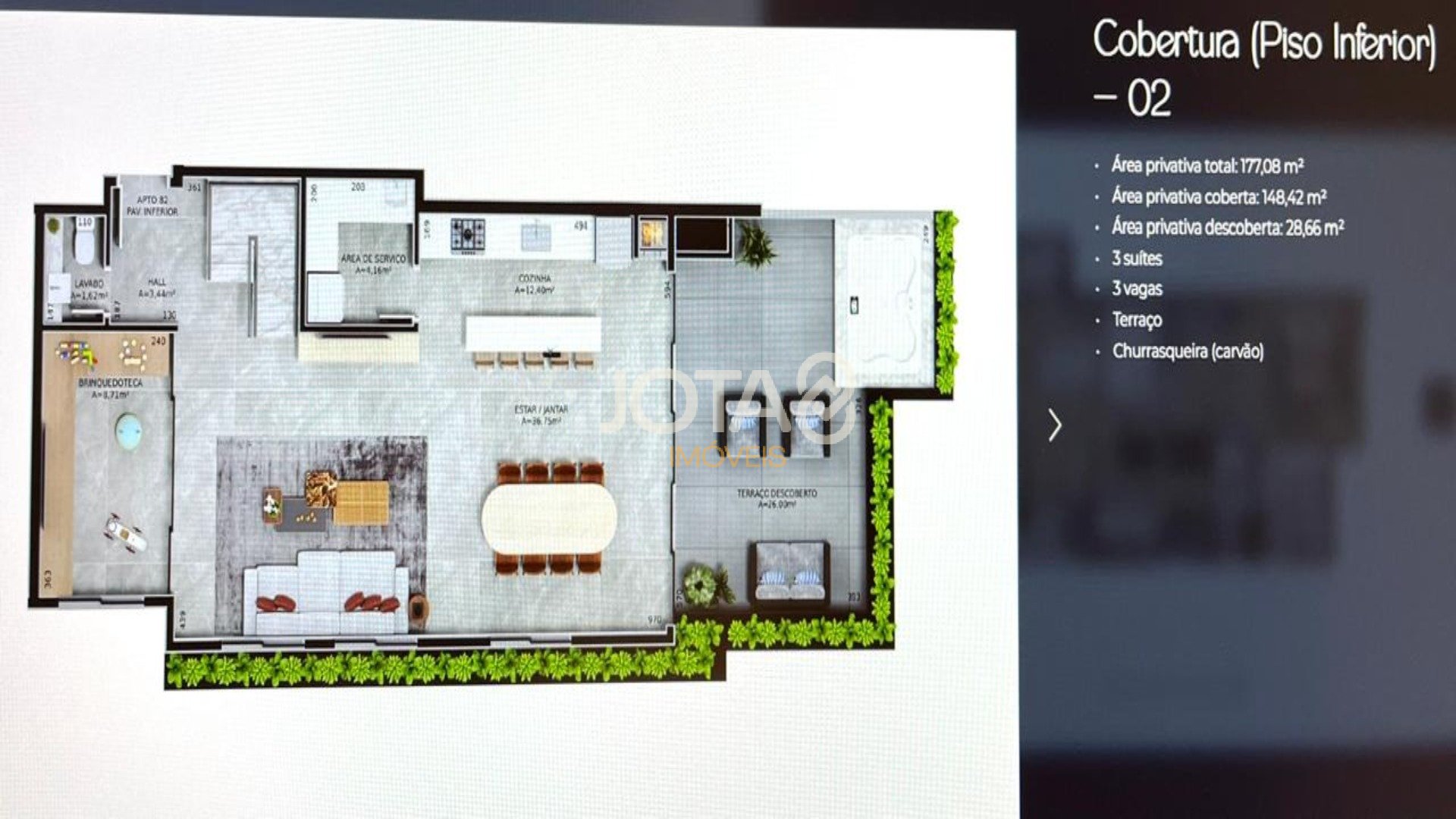 ARTE ACQUA COBERTURA DUPLEX AGUA VERDE 3 SUITES 3 VAGAS
