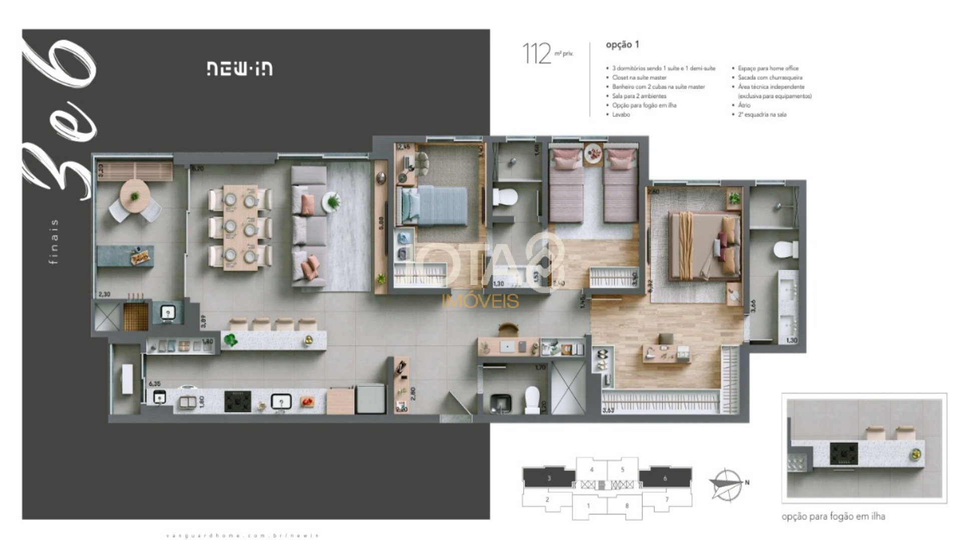 APARTAMENTO NOVO NO ECOVILLE COM 3 QUARTOS